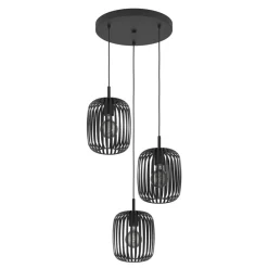 Romazzina hanglamp, Ø 46 cm, zwart, 3-lamps, staal