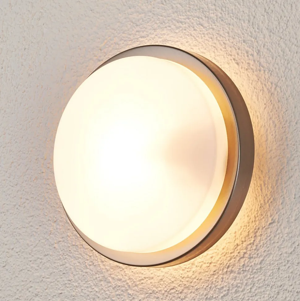 Ronde buitenwandlamp Fero, roestvrij staal