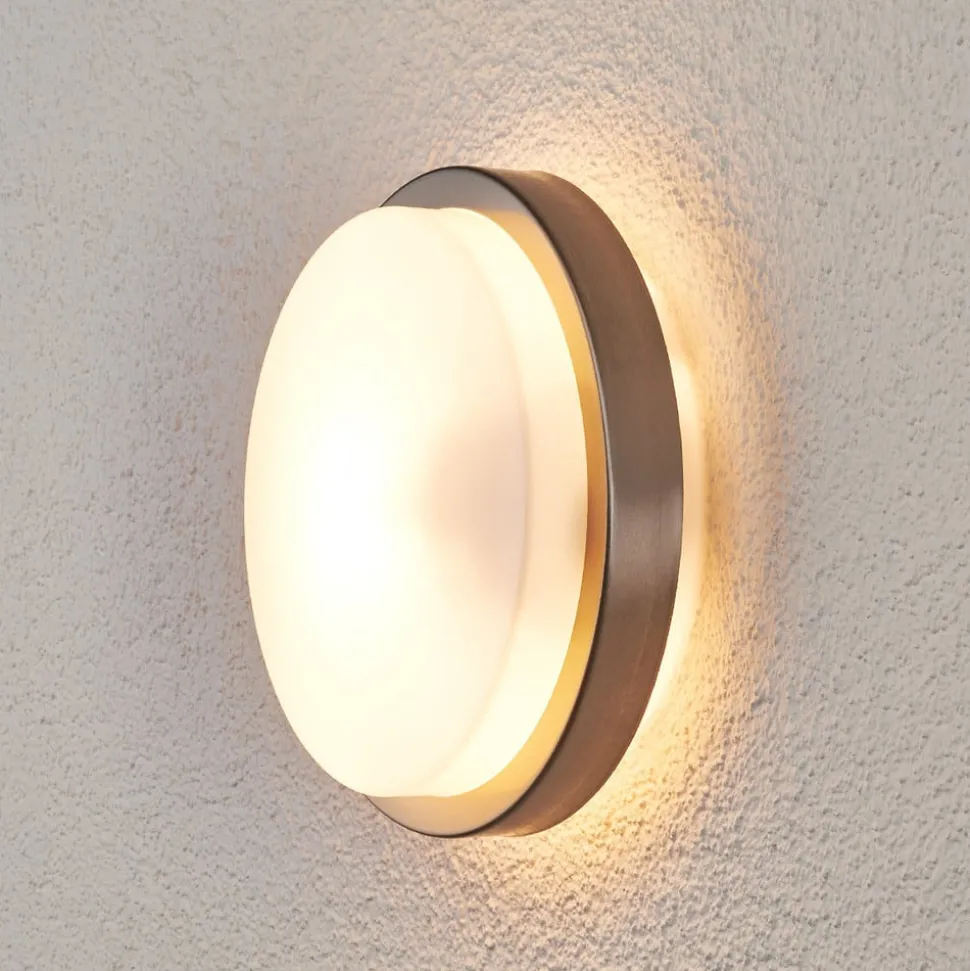 Ronde buitenwandlamp Fero, roestvrij staal