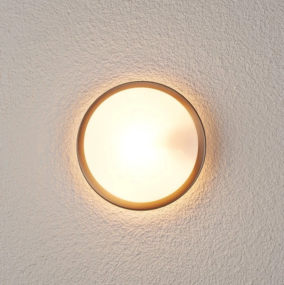 Ronde buitenwandlamp Fero, roestvrij staal