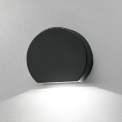 Ronde LED buitenwandlamp Pill in donkergrijs