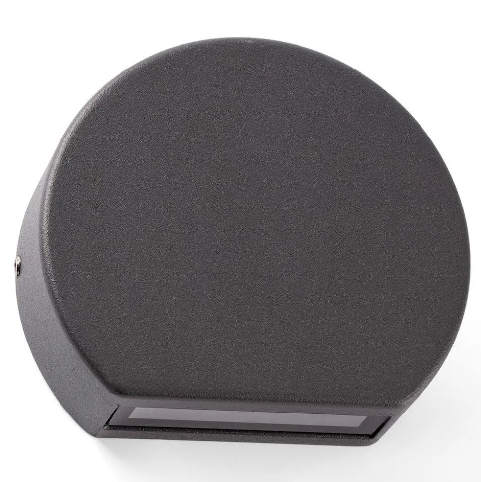 Ronde LED buitenwandlamp Pill in donkergrijs