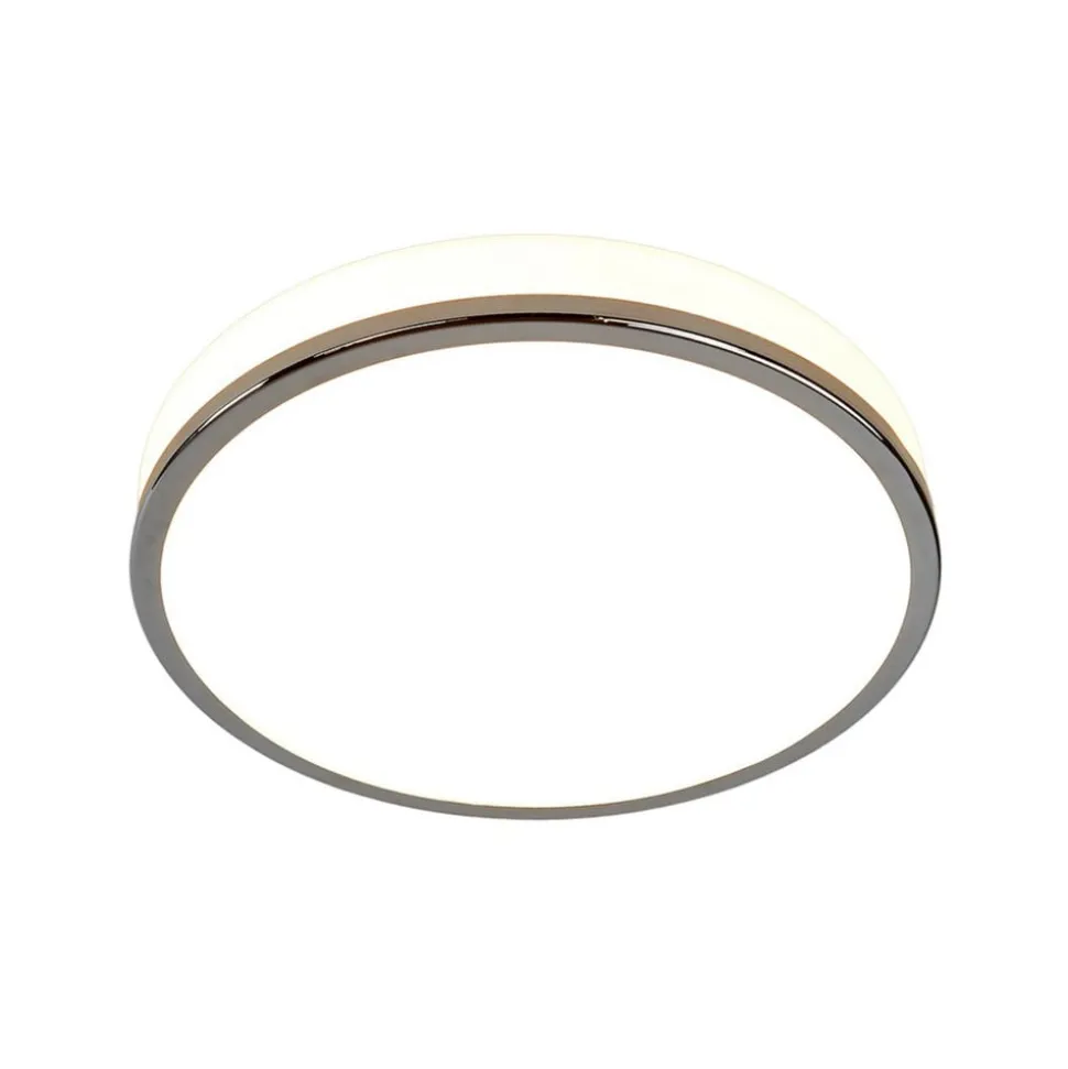 Ronde LED plafondlamp Lyss met chromen rand, IP44