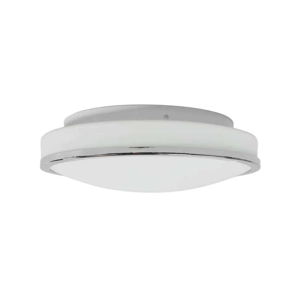 Ronde LED plafondlamp Lyss met chromen rand, IP44