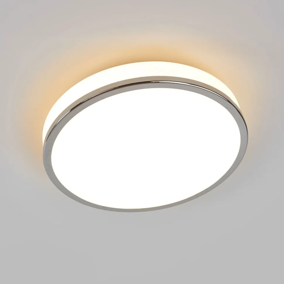 Ronde LED plafondlamp Lyss met chromen rand, IP44