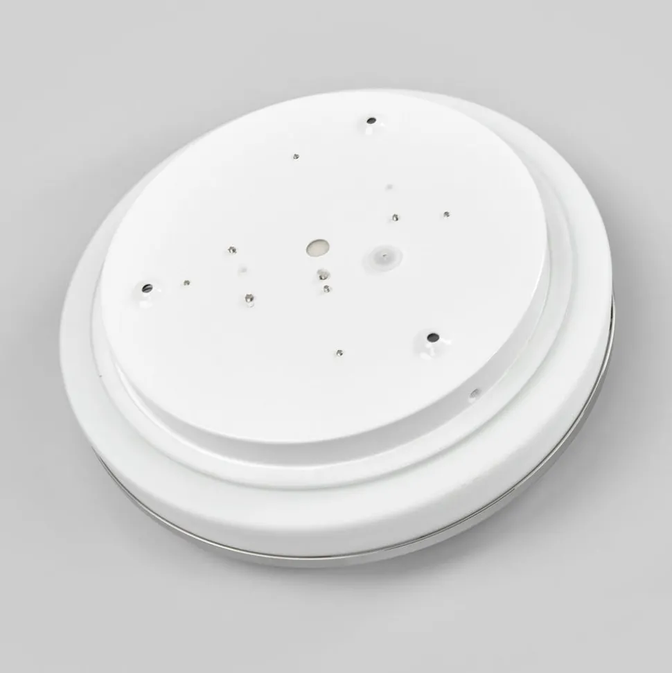 Ronde LED plafondlamp Lyss met chromen rand, IP44