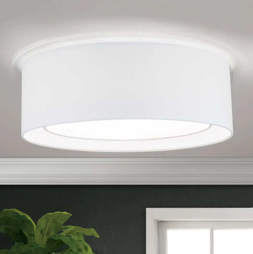 Ronde stoffen plafondlamp Antoni in wit