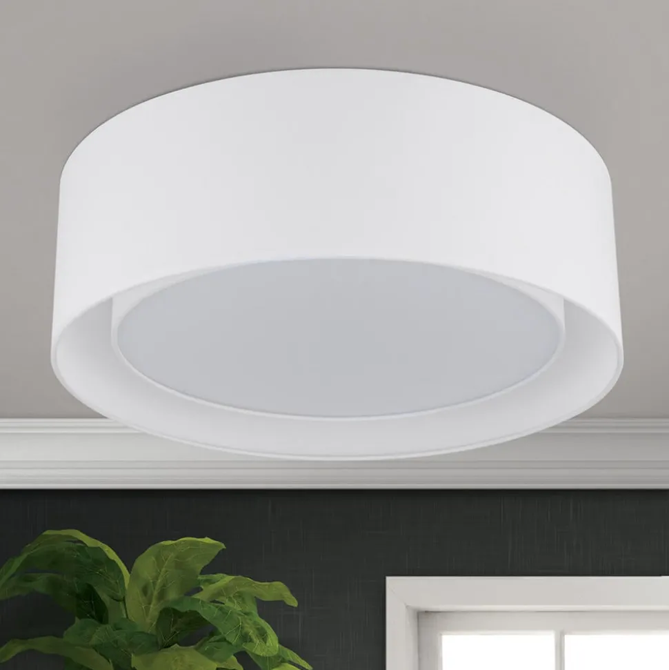 Ronde stoffen plafondlamp Antoni in wit