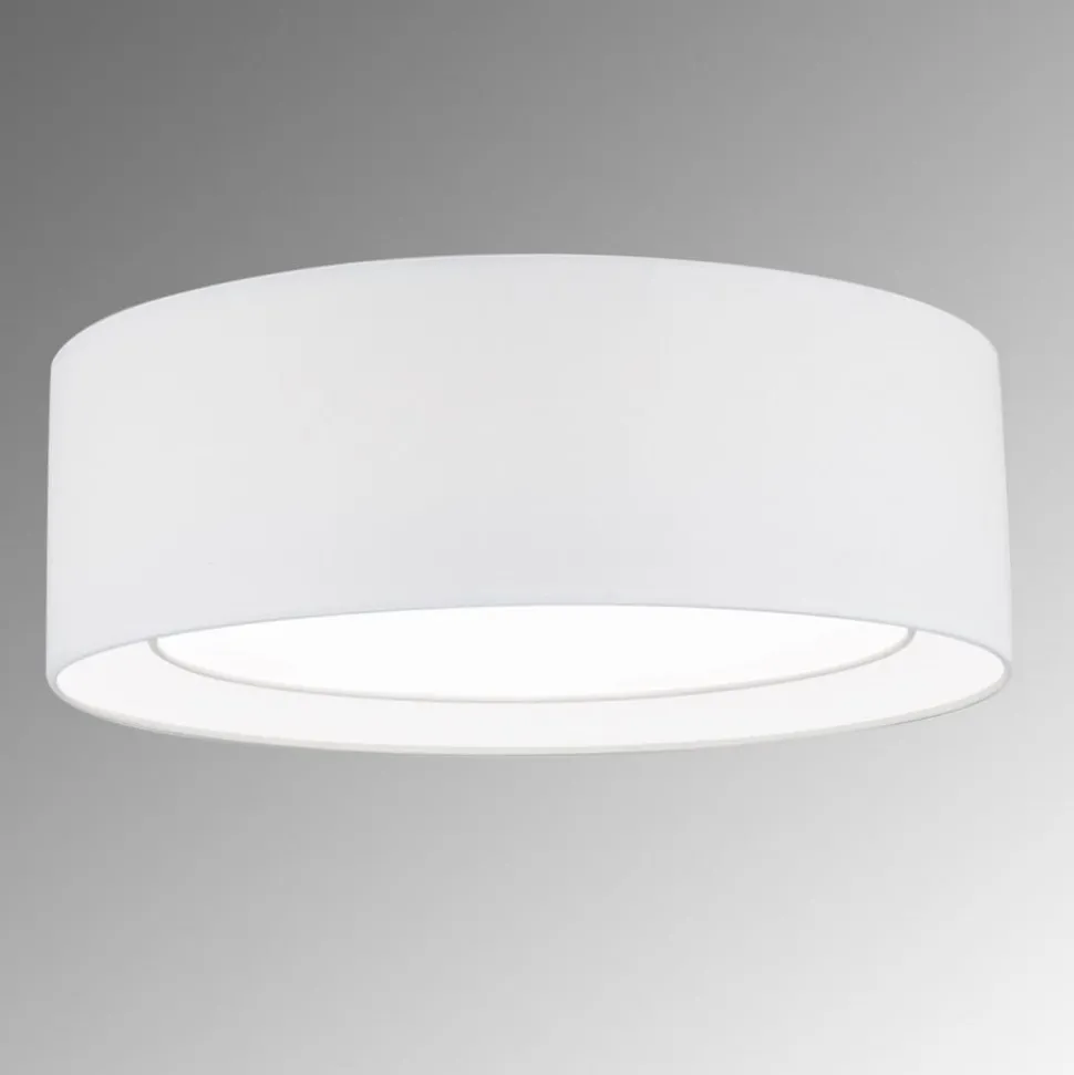 Ronde stoffen plafondlamp Antoni in wit