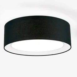 Ronde stoffen plafondlamp Antoni in zwart
