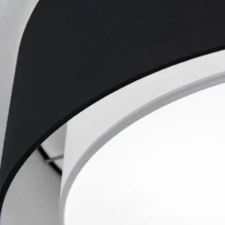 Ronde stoffen plafondlamp Antoni in zwart