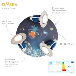 Rondell Space Mission plafondlamp, blauw