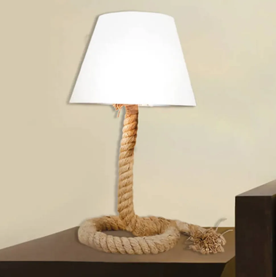 Rope - textiel-tafellamp met voet van kabel