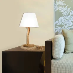 Rope - textiel-tafellamp met voet van kabel