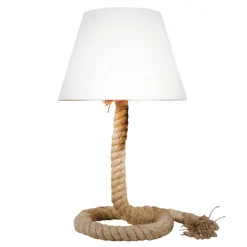 Rope - textiel-tafellamp met voet van kabel