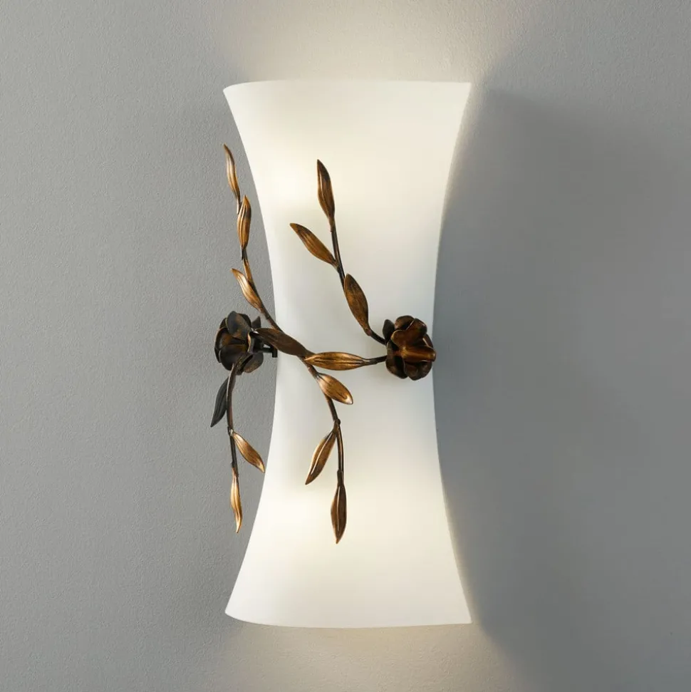 Rose wandlamp met glazen kap