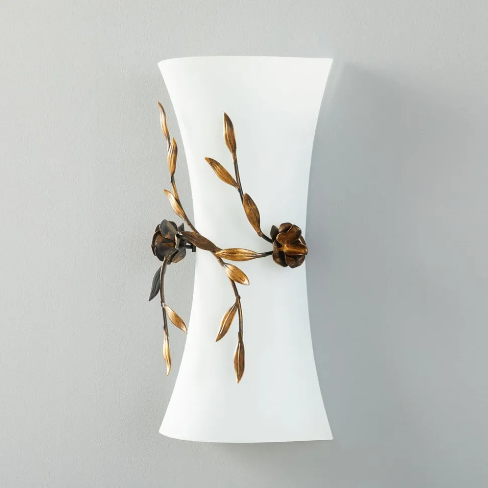 Rose wandlamp met glazen kap