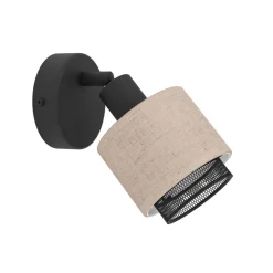 Rosley wandspot, zwart/naturel, linnen