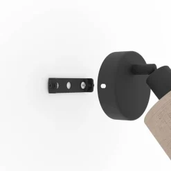 Rosley wandspot, zwart/naturel, linnen