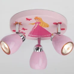 Rozekleurige LED plafondlamp Princess, 3-lamps