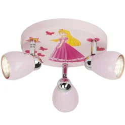 Rozekleurige LED plafondlamp Princess, 3-lamps