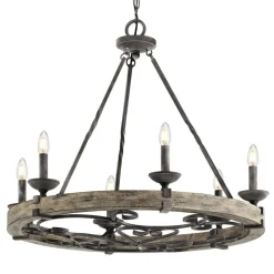 Rustieke kroonluchter Taulbee, zeslamps