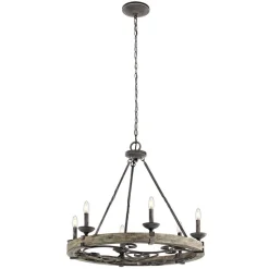 Rustieke kroonluchter Taulbee, zeslamps