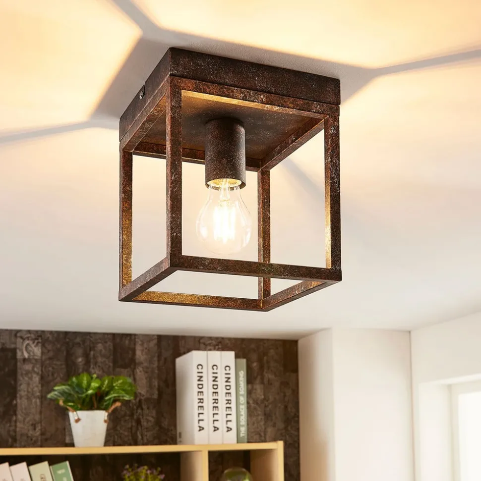 Rustieke plafondlamp Emin met metalen armatuur