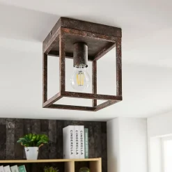 Rustieke plafondlamp Emin met metalen armatuur