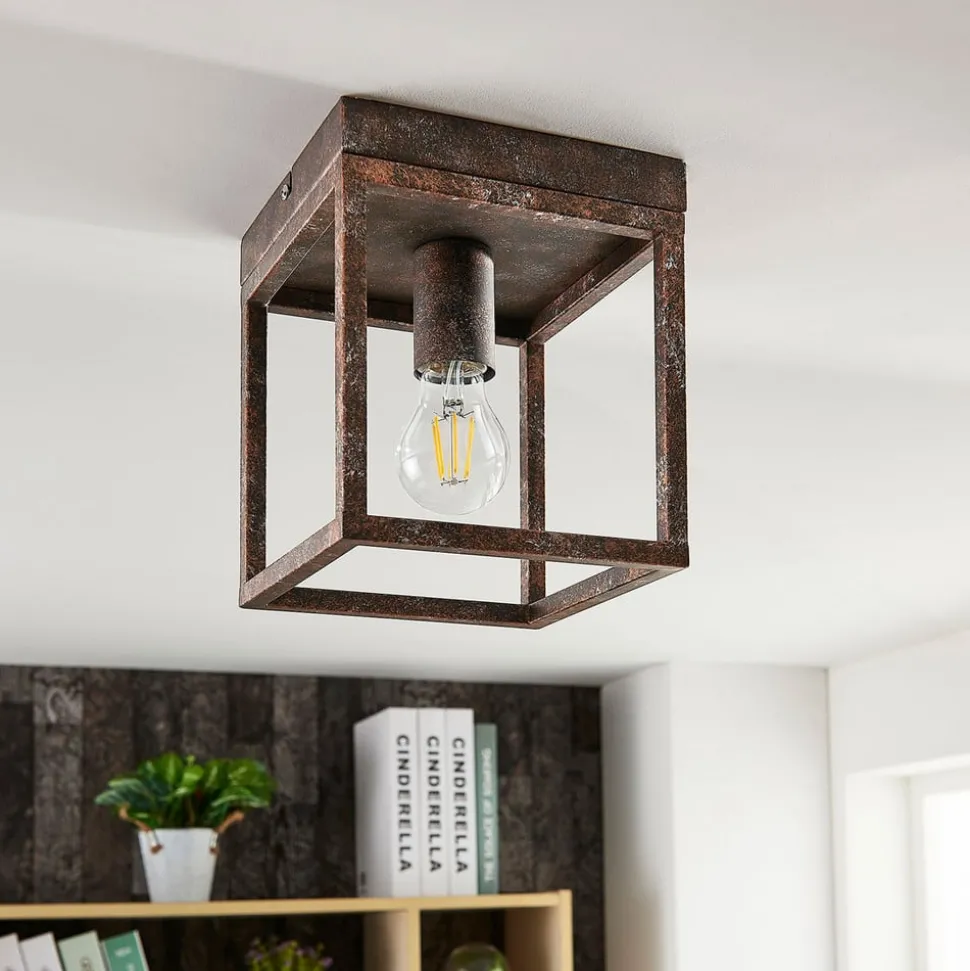 Rustieke plafondlamp Emin met metalen armatuur