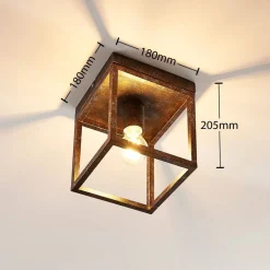 Rustieke plafondlamp Emin met metalen armatuur