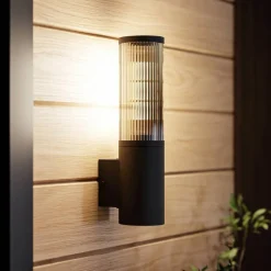 Salle buitenwandlamp, hoogte 31 cm, zwart, aluminium