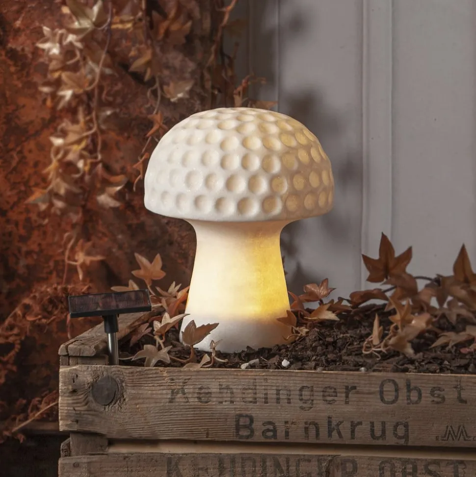 Sandy LED lamp op zonne-energie, 24 cm, wit, kunststof, paddestoelvorm