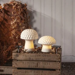 Sandy LED lamp op zonne-energie, 24 cm, wit, kunststof, paddestoelvorm