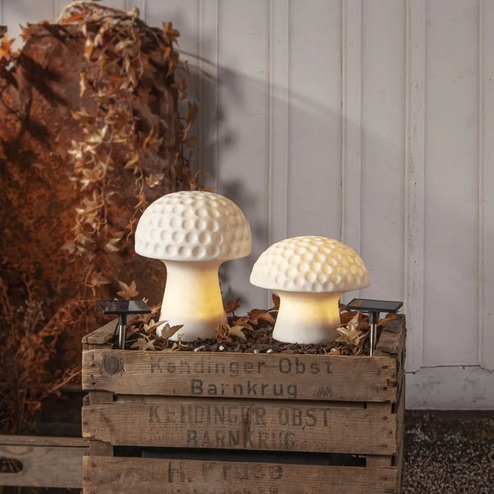 Sandy LED lamp op zonne-energie, 24 cm, wit, kunststof, paddestoelvorm
