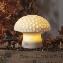 Sandy LED lamp op zonne-energie, 16 cm, wit, kunststof, paddestoelvorm