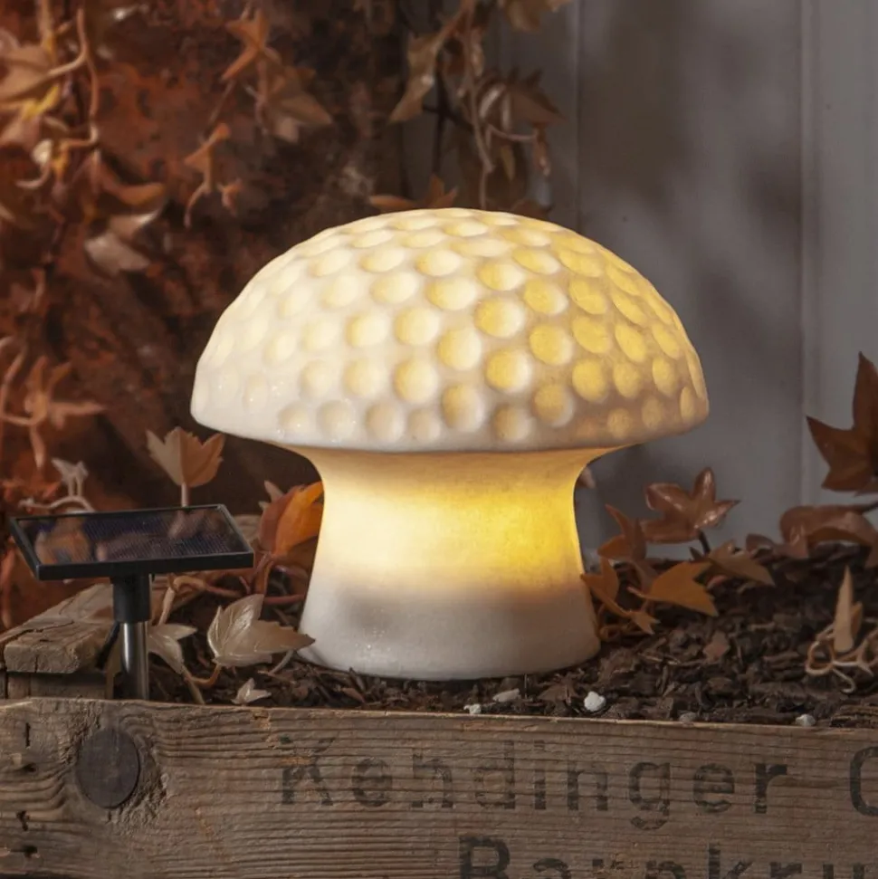 Sandy LED lamp op zonne-energie, 16 cm, wit, kunststof, paddestoelvorm