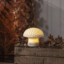 Sandy LED lamp op zonne-energie, 16 cm, wit, kunststof, paddestoelvorm