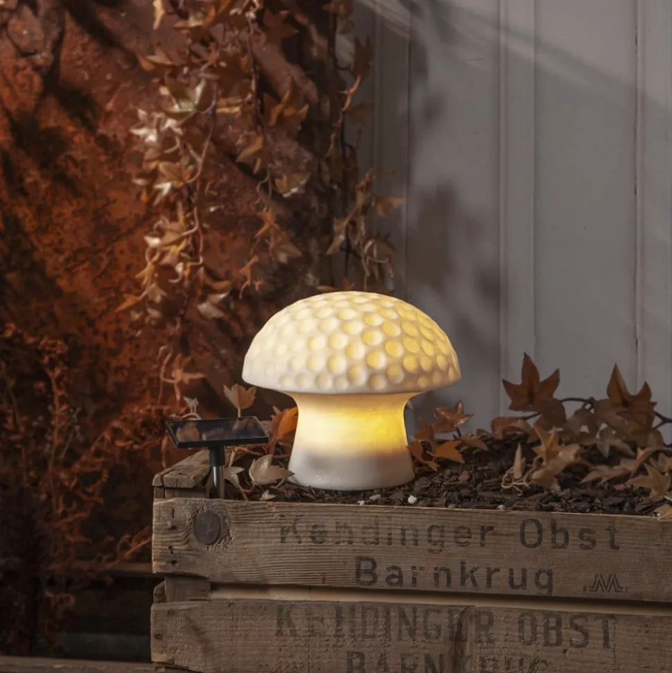 Sandy LED lamp op zonne-energie, 16 cm, wit, kunststof, paddestoelvorm