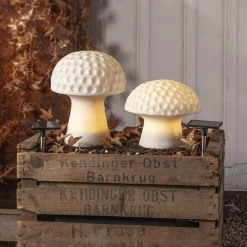 Sandy LED lamp op zonne-energie, 16 cm, wit, kunststof, paddestoelvorm