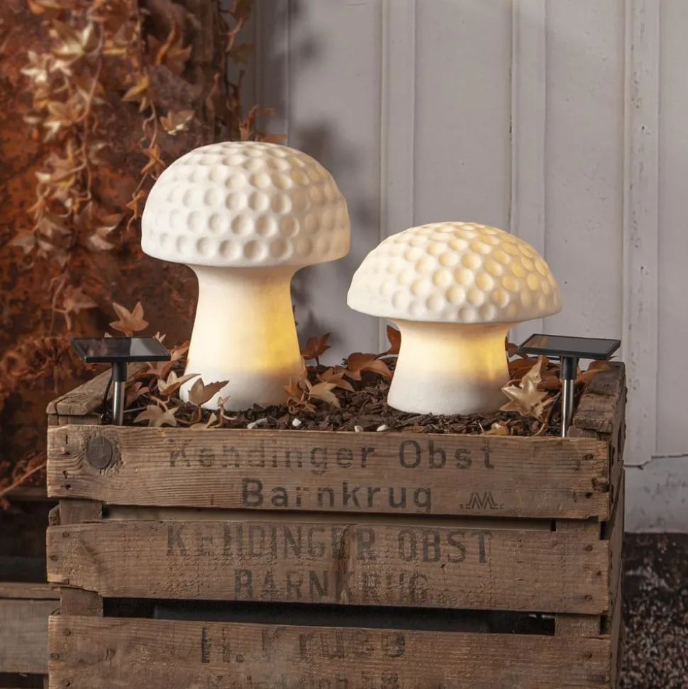 Sandy LED lamp op zonne-energie, 16 cm, wit, kunststof, paddestoelvorm
