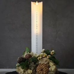 Sara Kalender LED kaars, wit/zilver, hoogte 29 cm