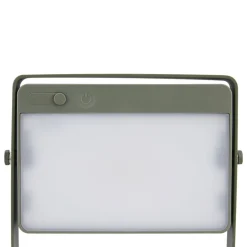 Saulio LED tafellamp op zonne-energie, olijfgroen, IP44, aluminium, USB,
