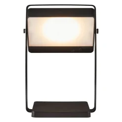 Saulio LED tafellamp op zonne-energie, zwart, IP44, aluminium, USB,