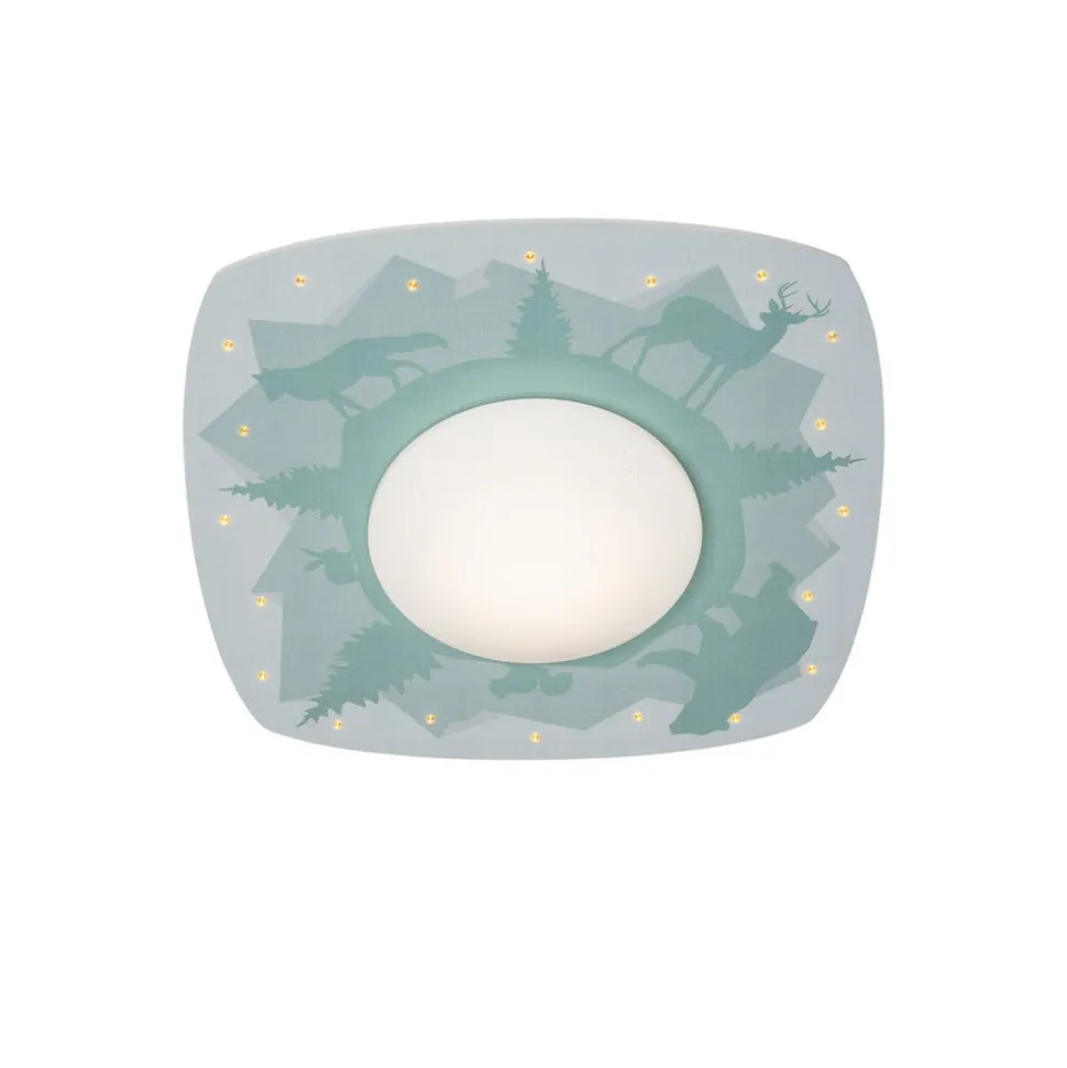 Scandi forest LED plafondlamp, 58 cm, groen, MDF hout