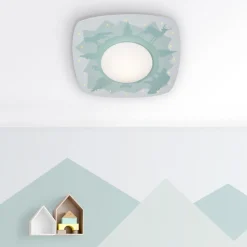 Scandi forest LED plafondlamp, 58 cm, groen, MDF hout