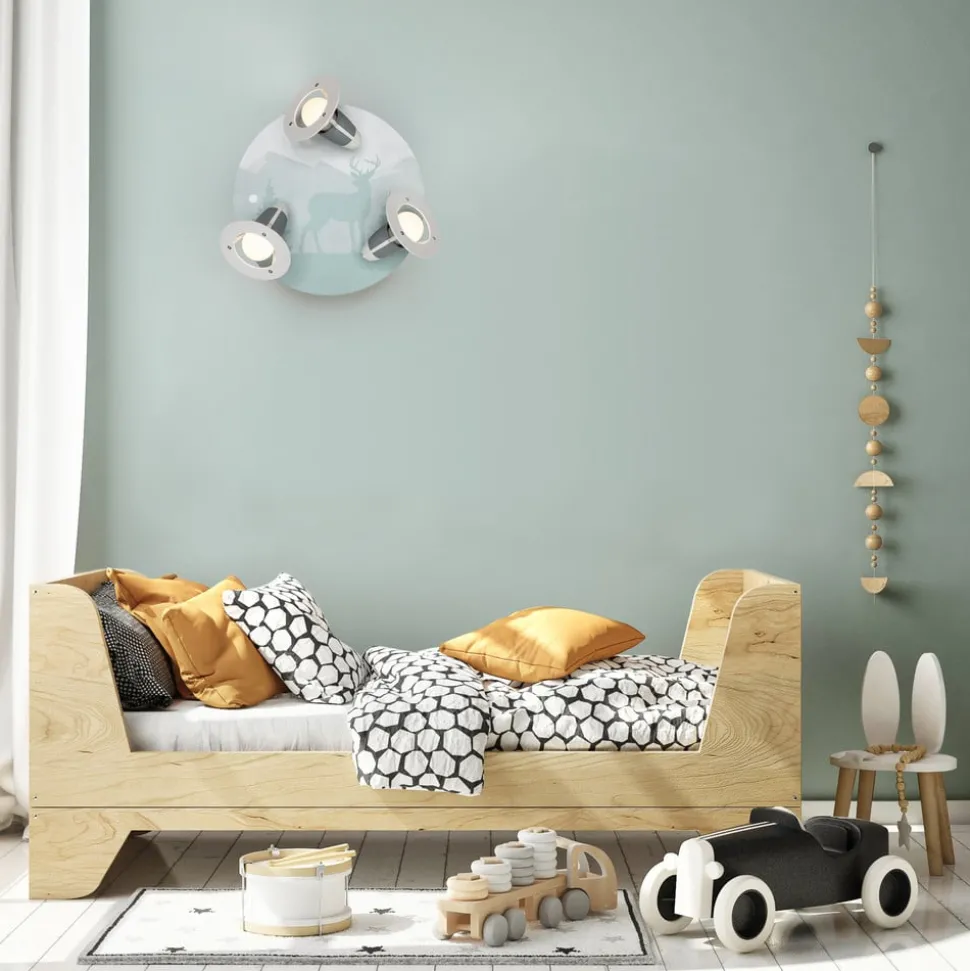 Scandi forest plafondlamp, mintgroen, Ø 29 cm, 3-lamps, E14