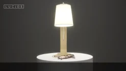 Scandinavische witte tafellamp met stoffen kap