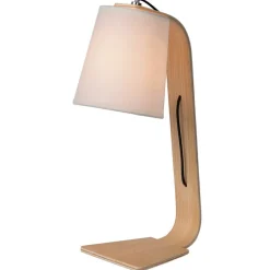 Scandinavische witte tafellamp met stoffen kap