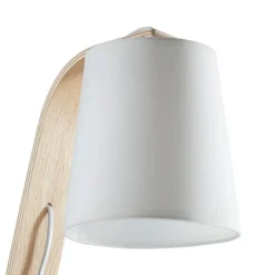 Scandinavische witte tafellamp met stoffen kap